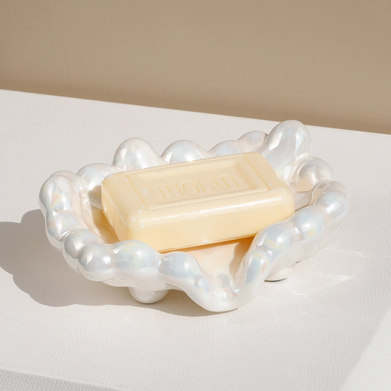 ceramic cloud drain soap dish, view 2 - MRSLM