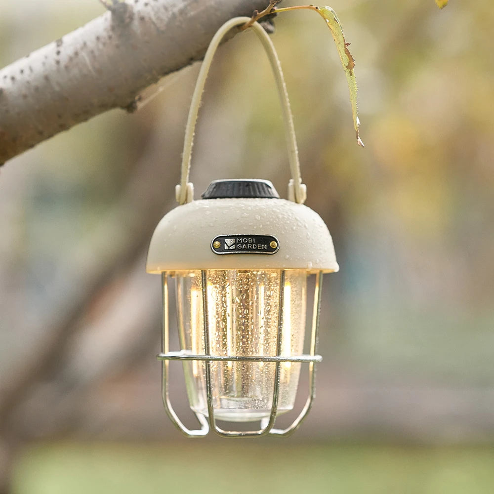 Lanterna de acampamento LED recarregável vintage