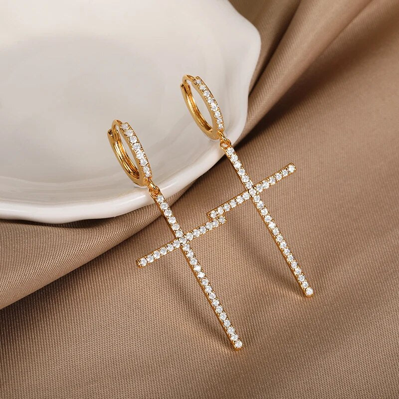 cross dangle earrings, view 4 - MRSLM