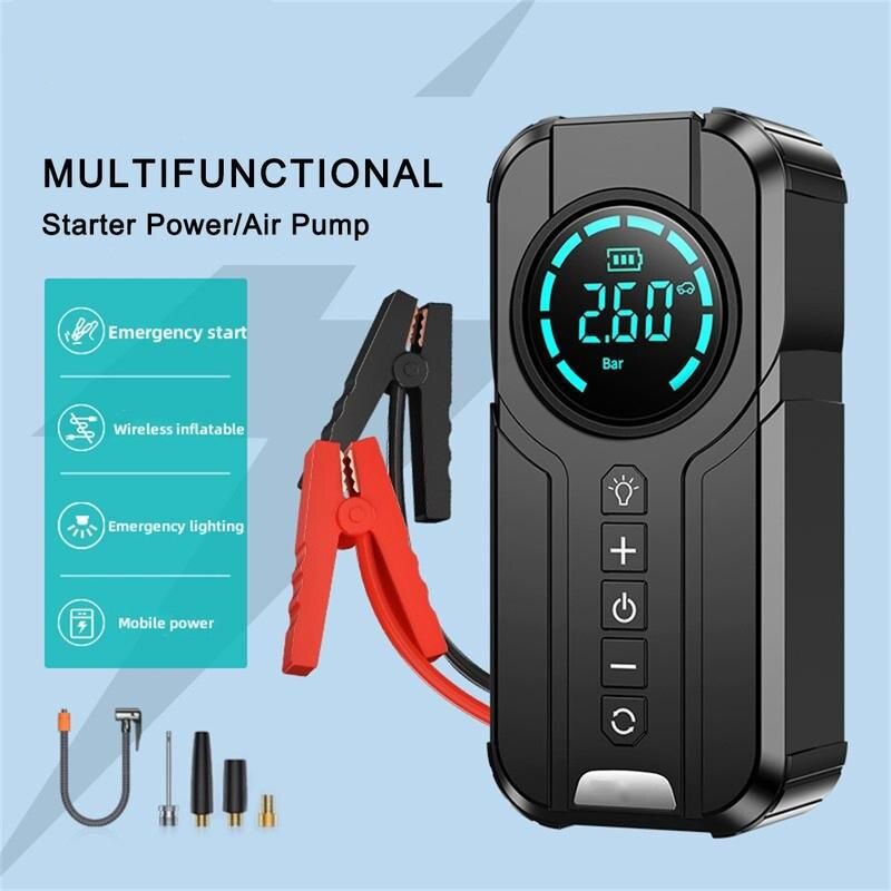 Portable car jump starter with air pump, view 3 - MRSLM