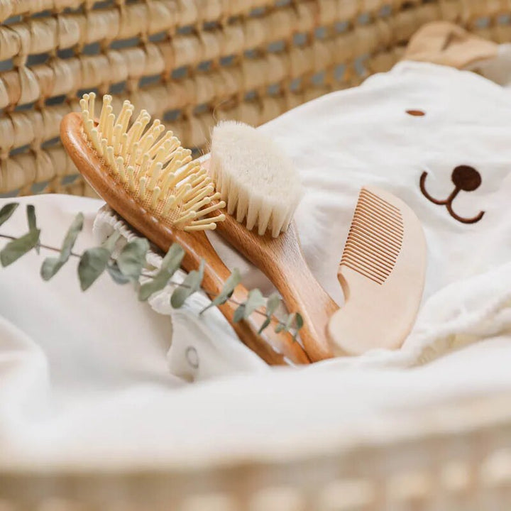 Beech Wood Baby Hair Brush and Massager