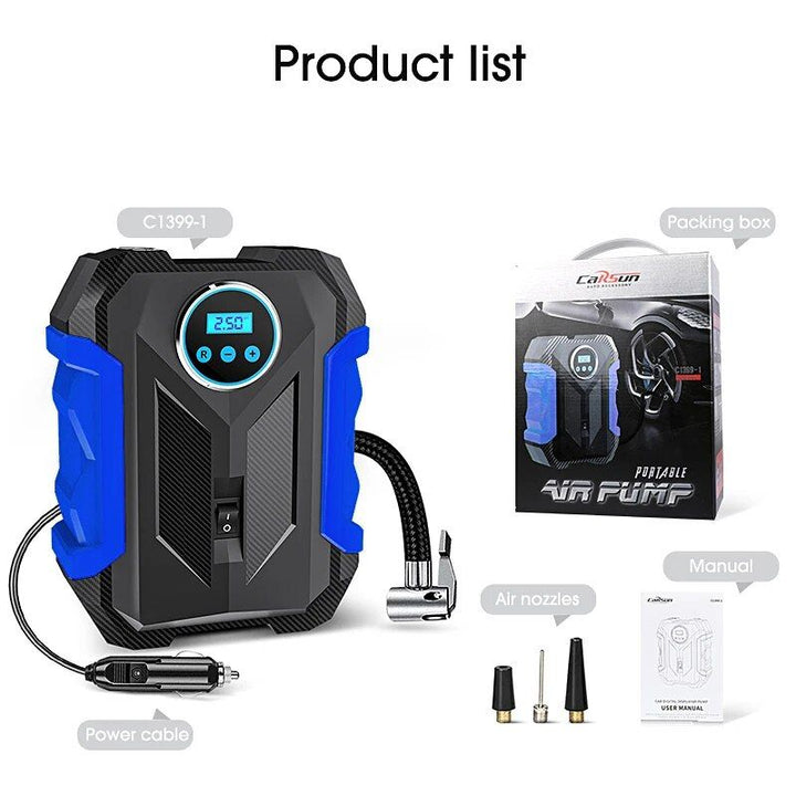 Portable Digital Tire Inflation Pump with LED Lamp for Car & Motorcycle