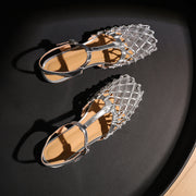 summer leather gladiator sandals with low heel, view 24 - MRSLM