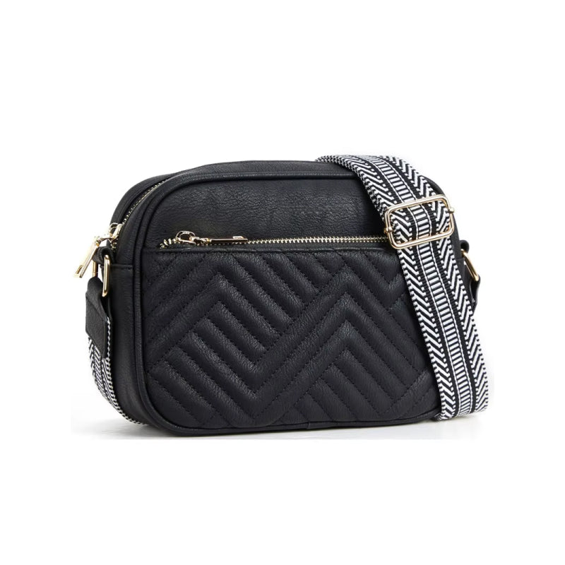 Quilted embroidered grid shoulder bag, view 3 - MRSLM