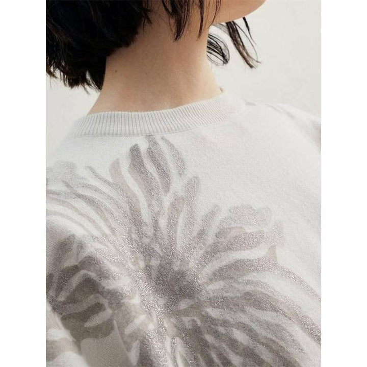 Seaweed Floral Print Cashmere-Silk Blend Sweater