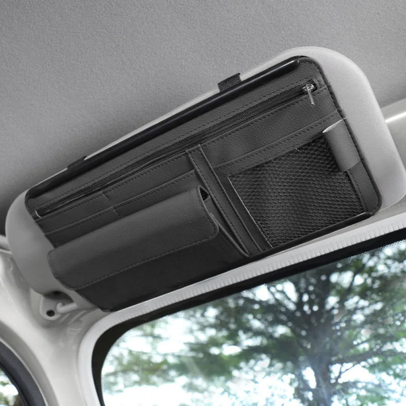 pu leather car sun visor organizer, view 4 - MRSLM