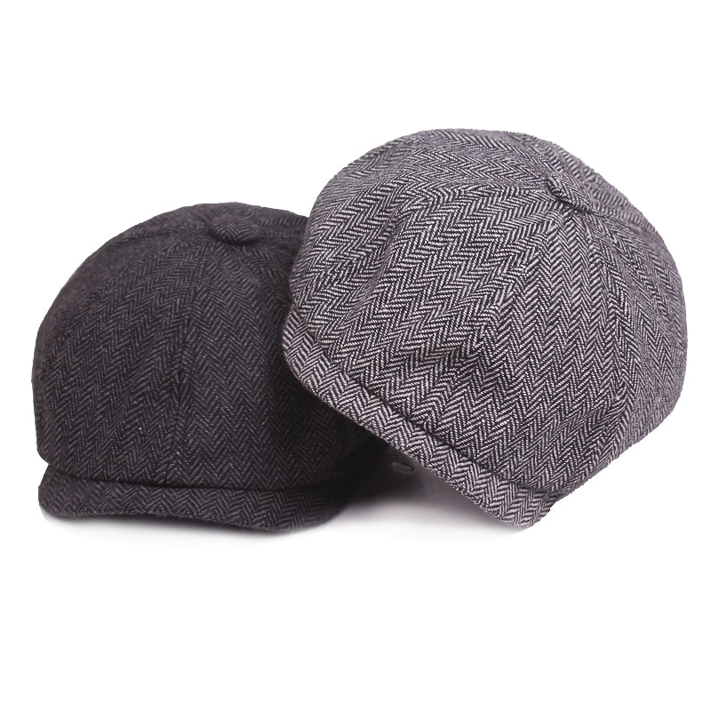 vintage wool herringbone flat cap, view 6 - MRSLM
