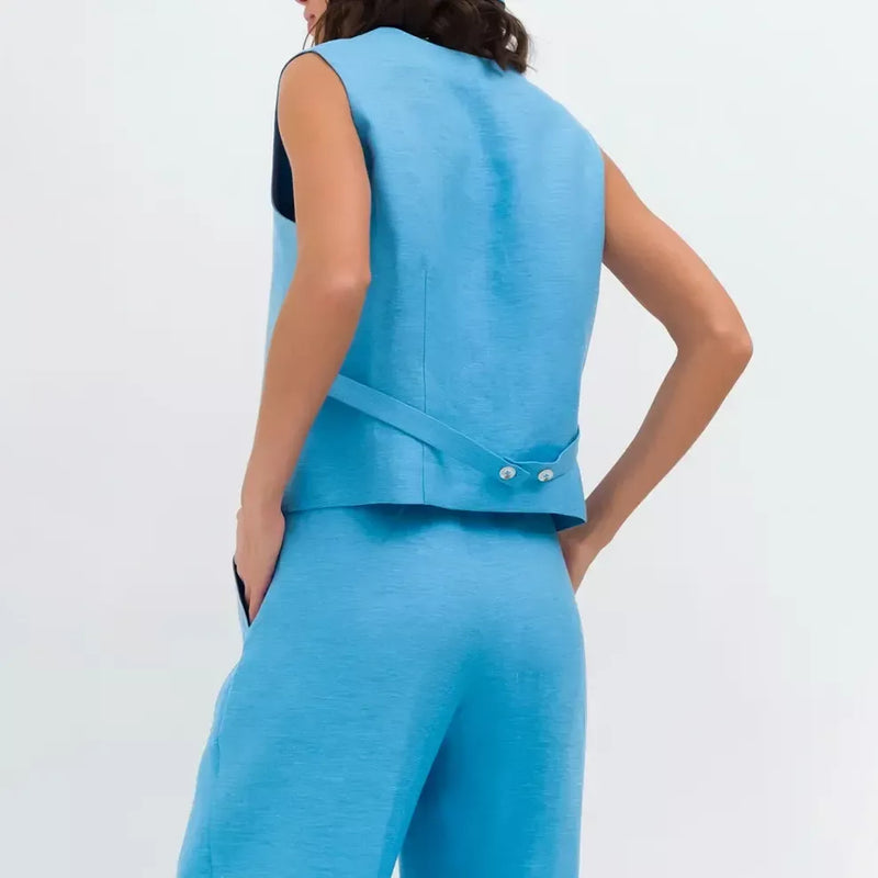 Cotton-linen vest and pants set, view 7 - MRSLM