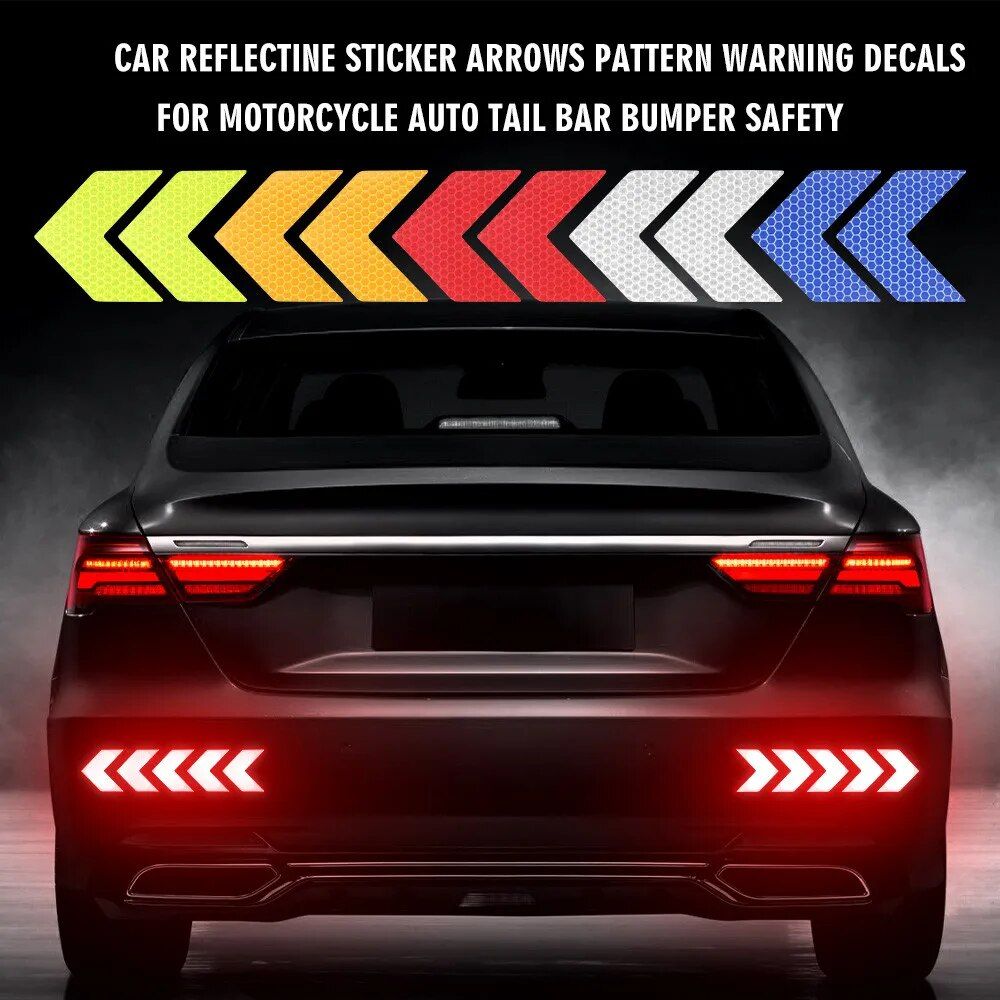 10-Pack Arrow Reflective Safety Decals for Vehicles