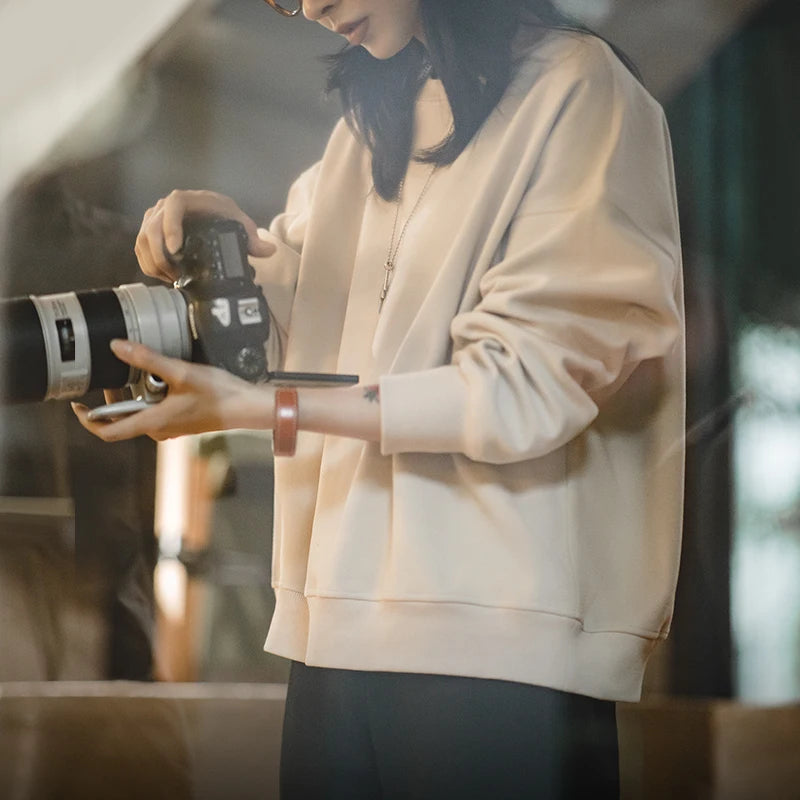basic solid color loose hoodie, view 7 - MRSLM