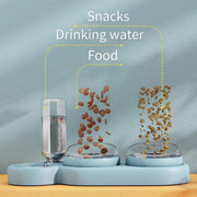 pet feeder with tilted double bowls, view 7 - MRSLM