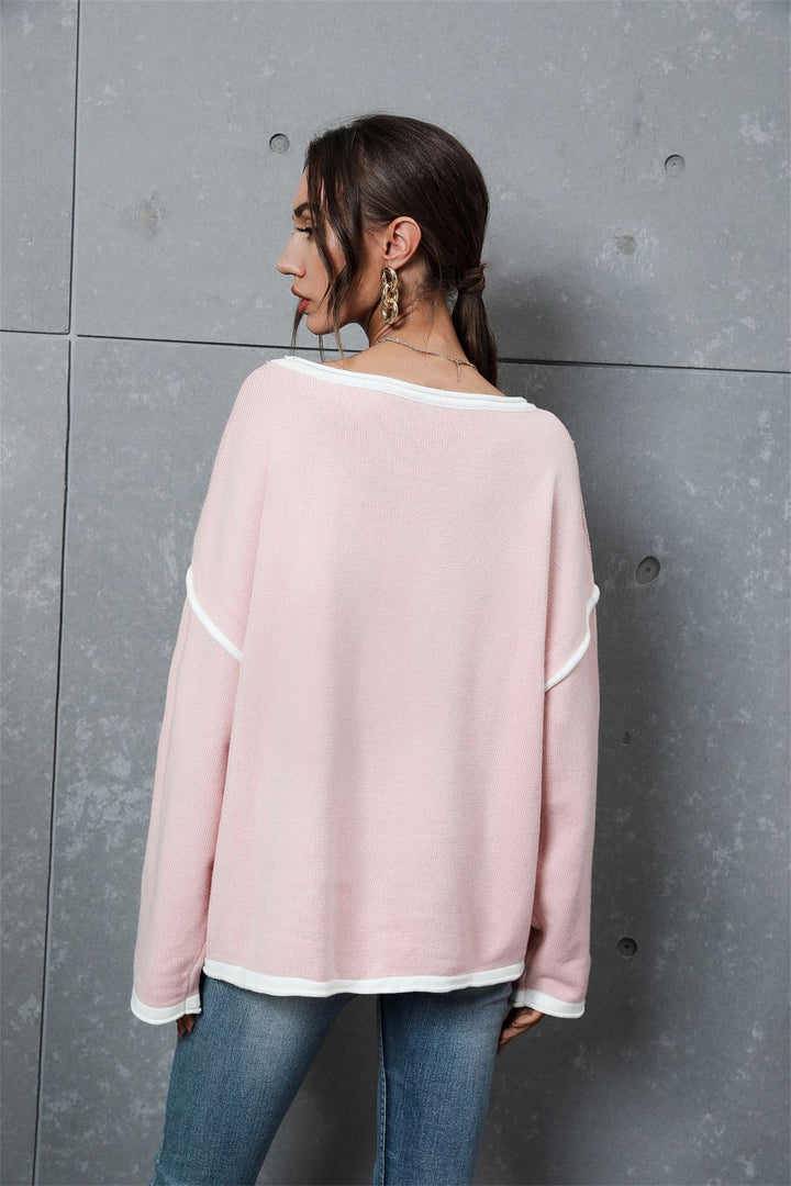 European And American Large Size Sweater Loose And Idle Solid Color Pullover Sweater