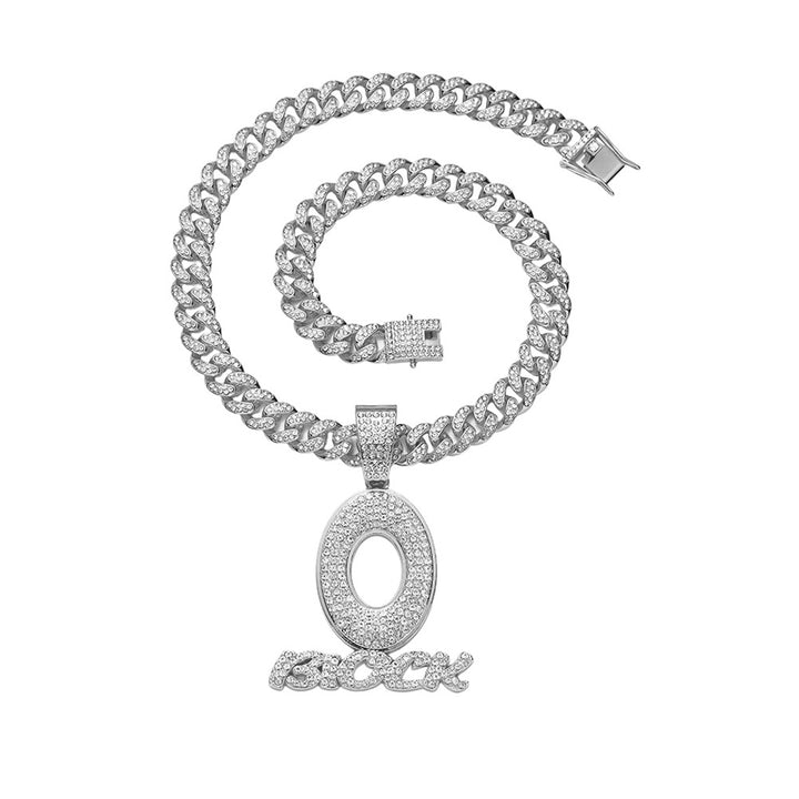 European Hip Hop Full Diamond O Letter Pendant Necklace