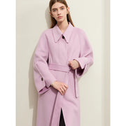 women's long wool coat with belt, view 4 - MRSLM