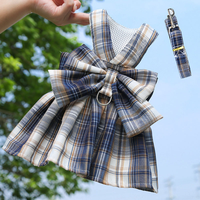 plaid dog dress harness, view 5 - MRSLM