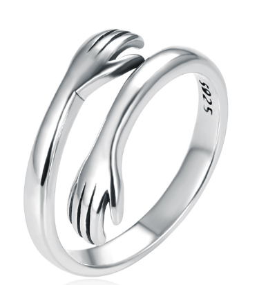 S925 Silver Two Hand Embrace Ring