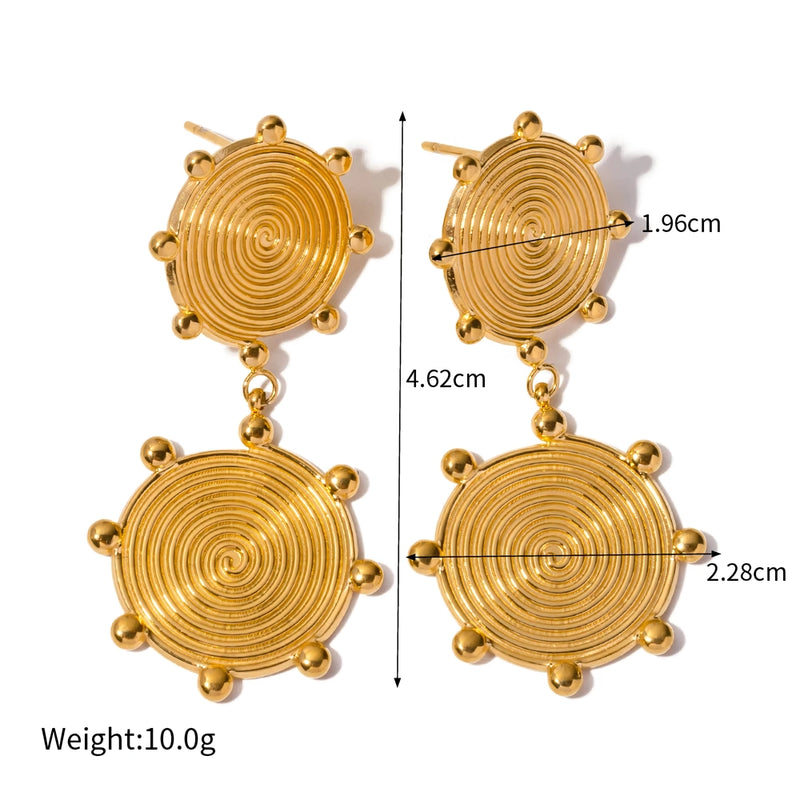 textured disc stud earrings, view 2 - MRSLM