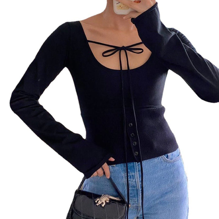 Elegant Slim And Versatile Long-sleeved Bottom Shirt