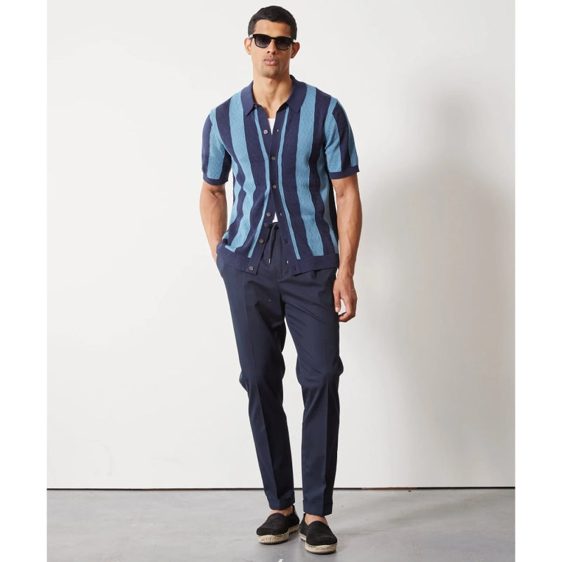 casual knitted stripe patchwork cardigan, view 3 - MRSLM