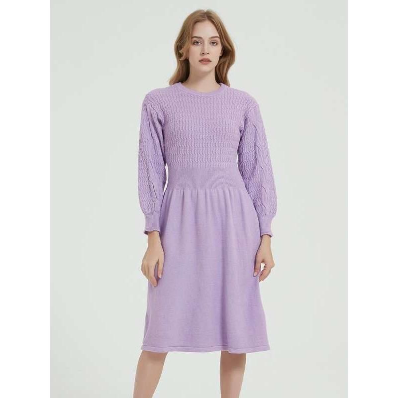 Vestido de malha elegante de manga comprida