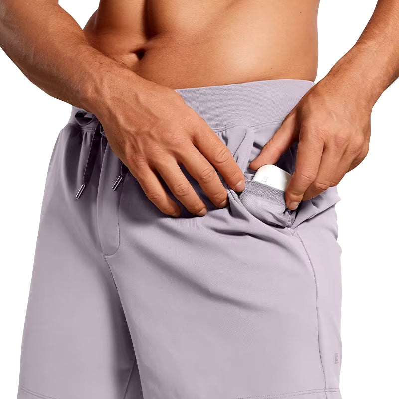 men's 5 inch four-way stretch workout shorts, view 8 - MRSLM