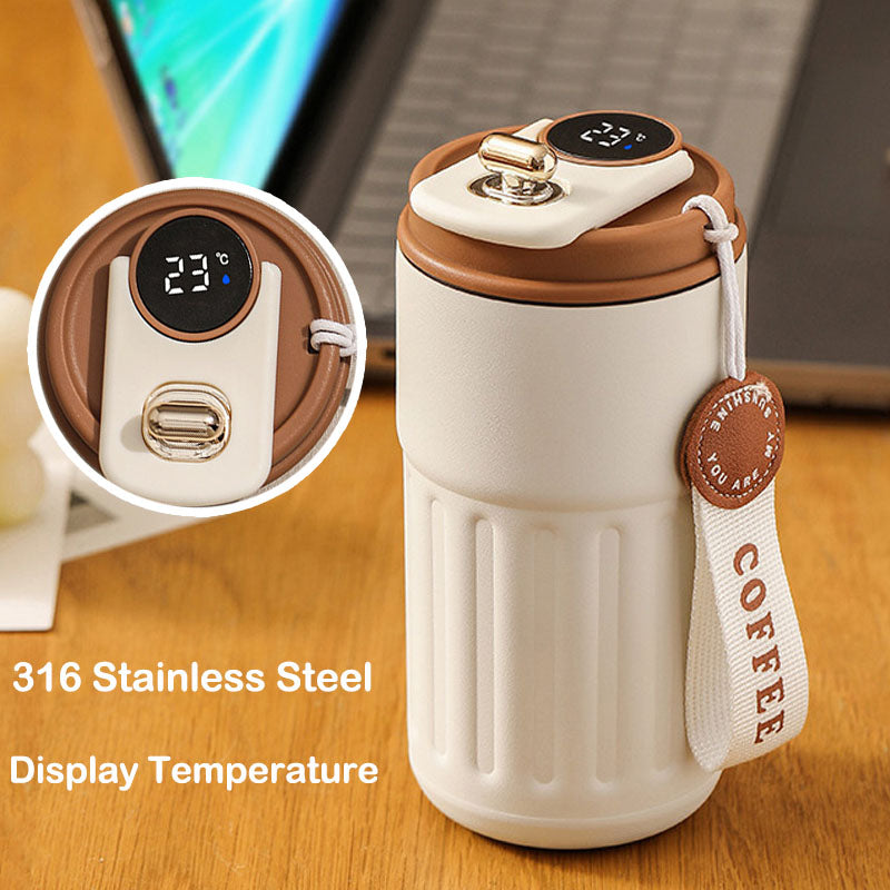 Smart Temperature Display Thermos - 450ml Stainless Steel Vacuum Insulated Coffee Mug