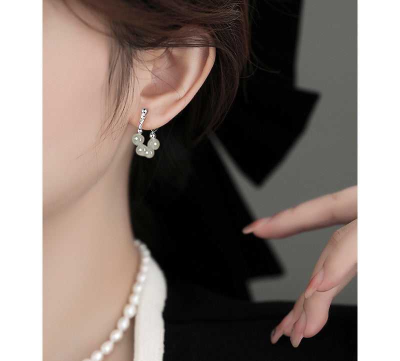 Women's Senior Sterling Silver Hetian Jade Earrings