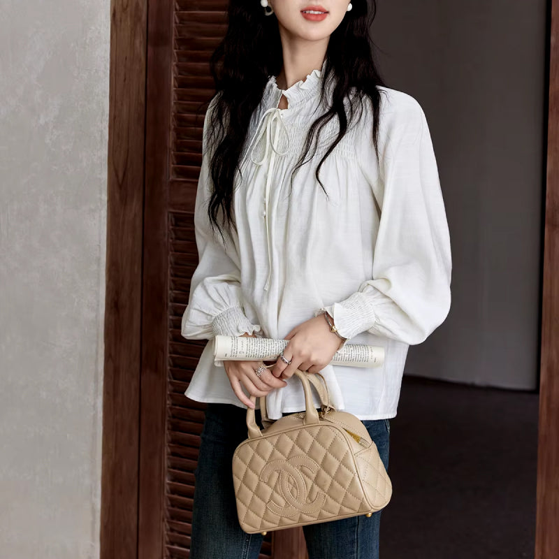 women's ruffle collar long sleeve blouse, view 3 - MRSLM