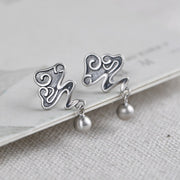 vintage 925 silver geometric eardrops, view 4 - MRSLM