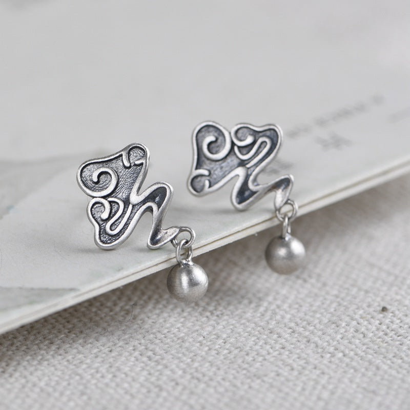 vintage 925 silver geometric eardrops, view 4 - MRSLM