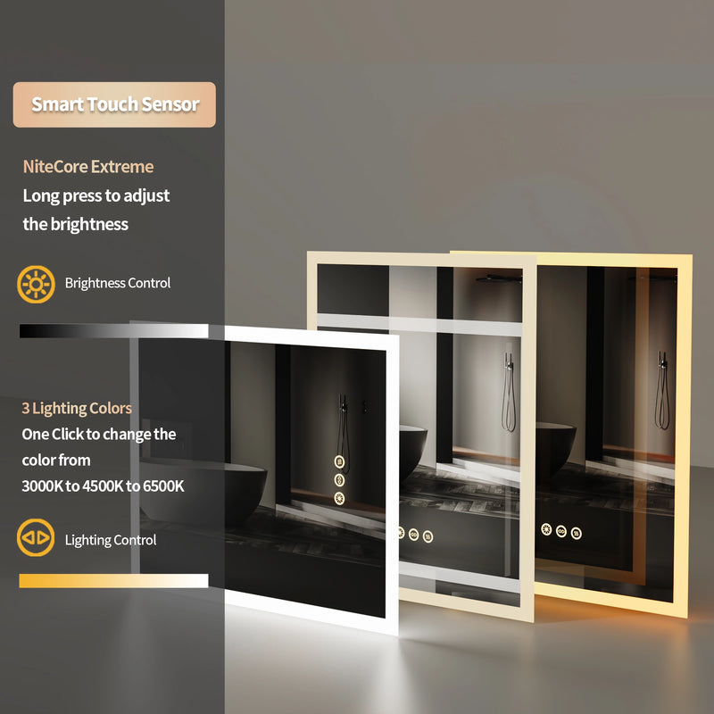 LED lighted anti-fog bathroom mirror, view 7 - MRSLM