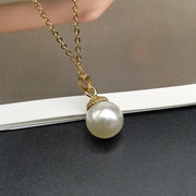 shell and imitation pearl pendant necklace, view 9 - MRSLM
