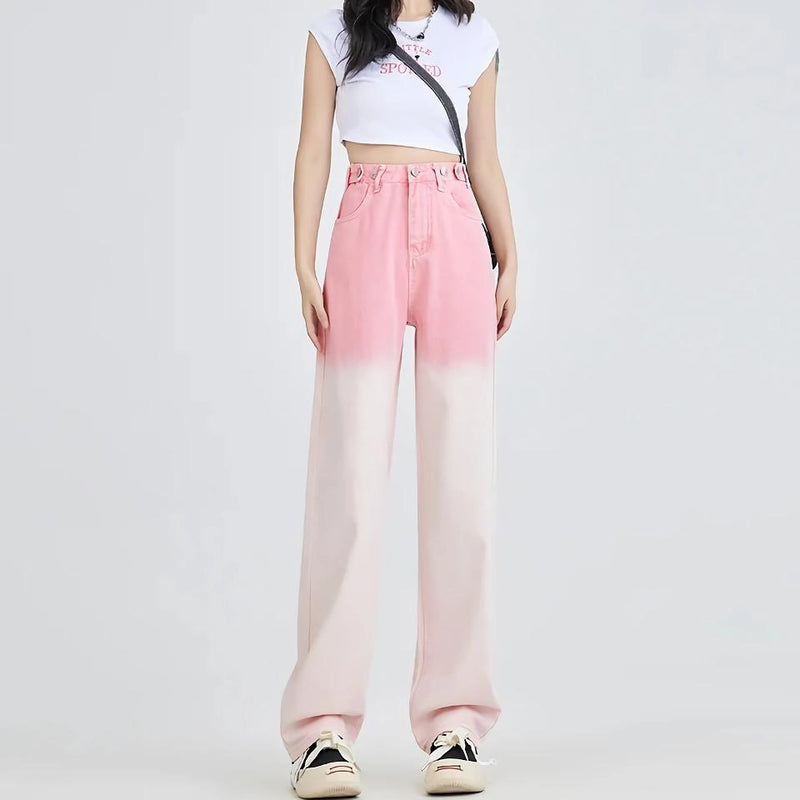 pink gradient wide leg jeans, view 4 - MRSLM