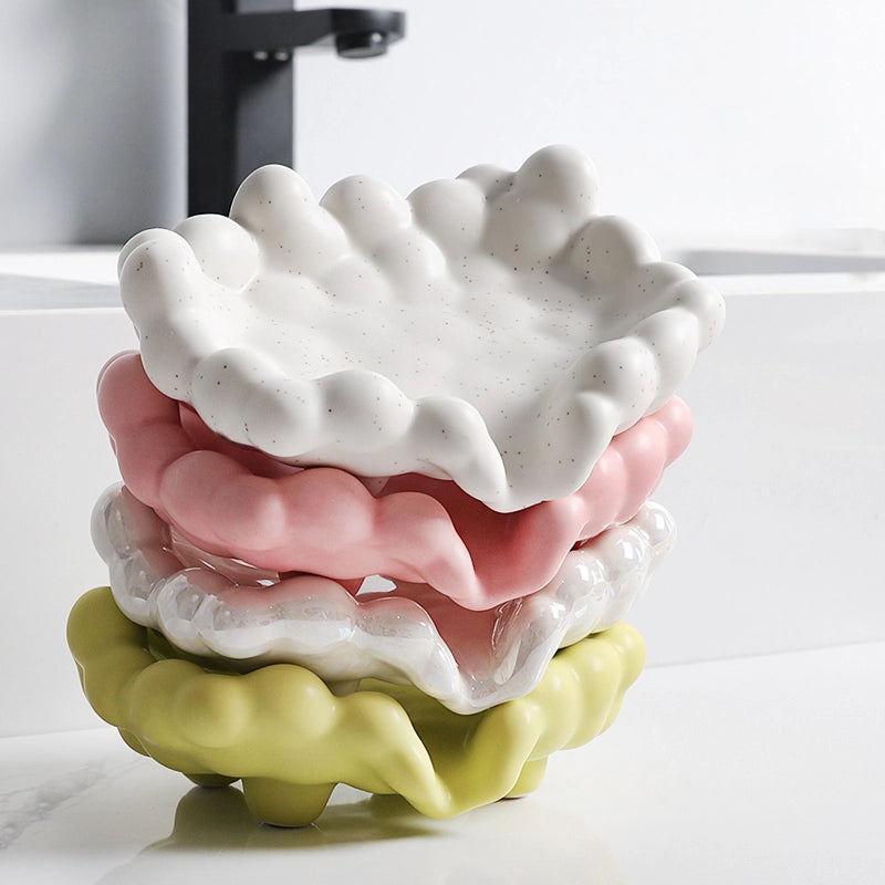 ceramic cloud drain soap dish, view 6 - MRSLM