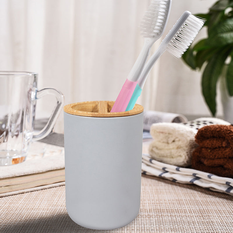 Conjunto de 6 peças de acessórios de banheiro em bambu
