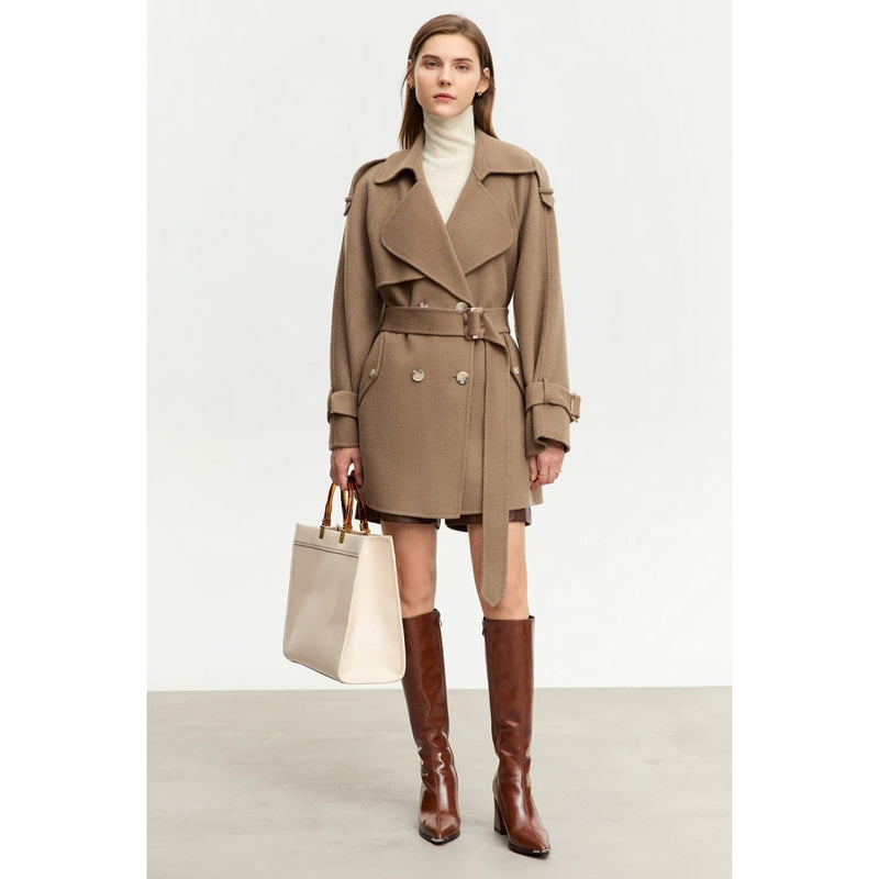 Eleganter, mittellanger Wollmantel für den Herbst für Damen