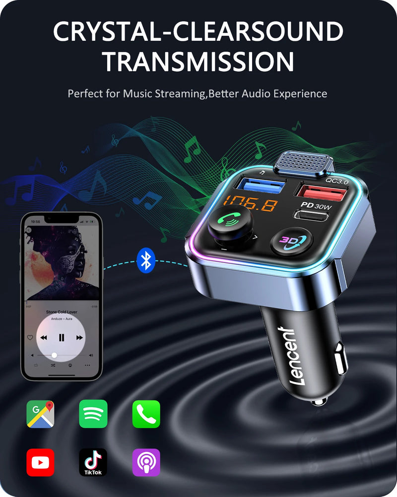 bluetooth 5.3 fm transmitter with 48w fast charging, view 3 - MRSLM