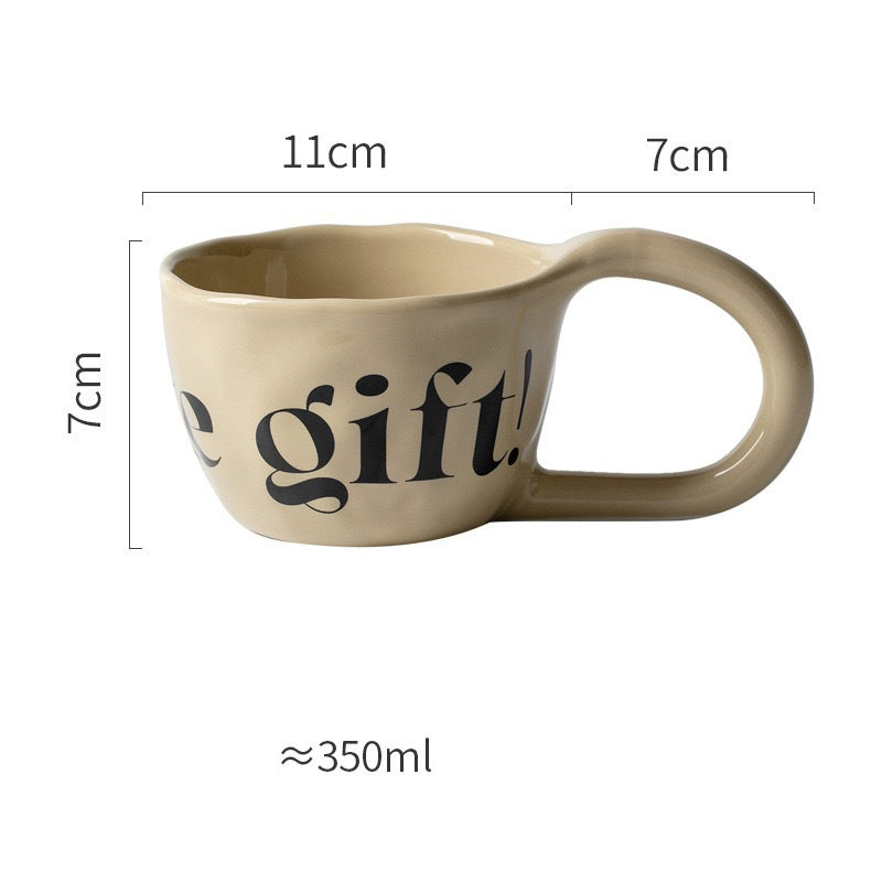 handmade alphabet ceramic mug, view 2 - MRSLM