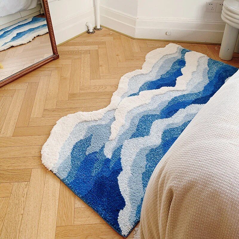 ocean wave bedroom rug, view 3 - MRSLM