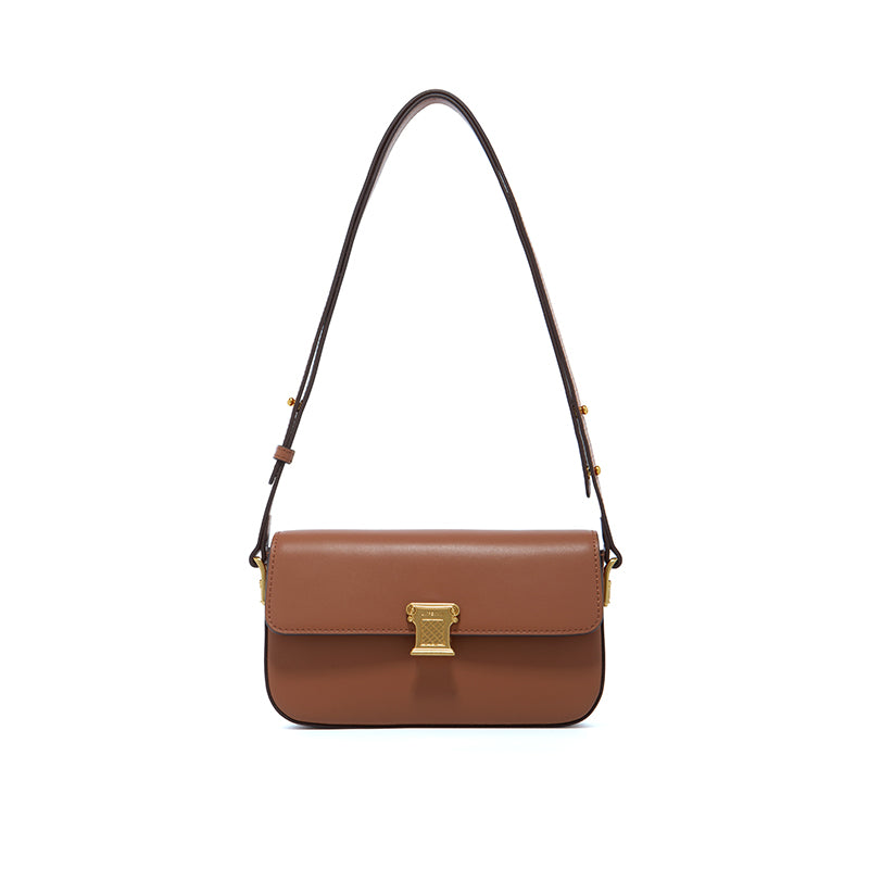 Women's small square leather crossbody bag, view 3 - MRSLM
