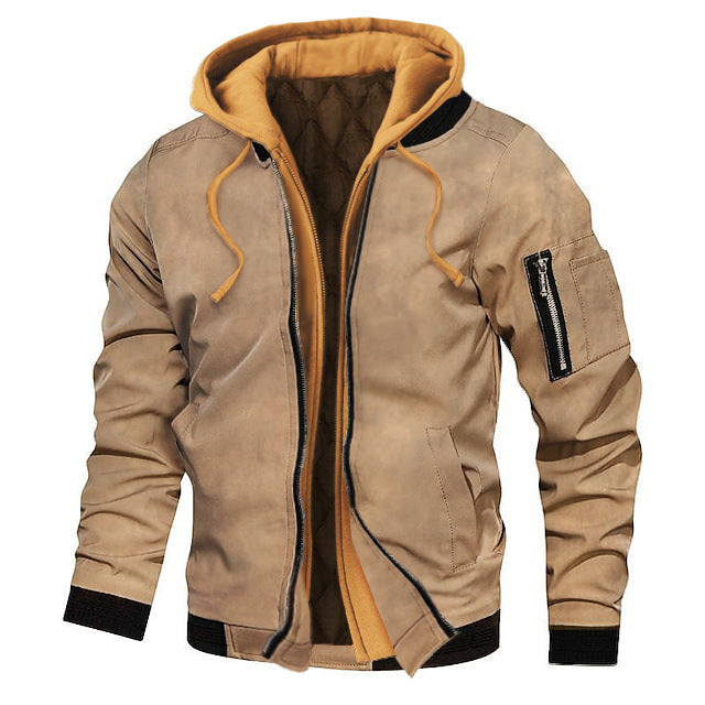 Dicke, einfarbige Herren-Kapuzenjacke in Übergröße für Herbst und Winter – ideal für Herbst und Winter.