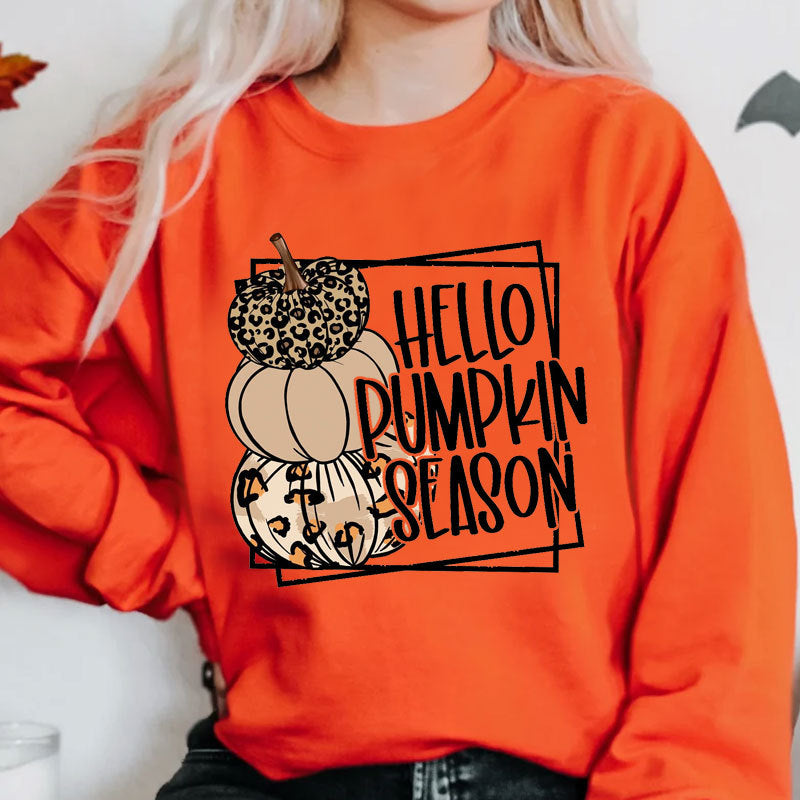 Halloween Printed Sweater Women's Round Neck Long Sleeve