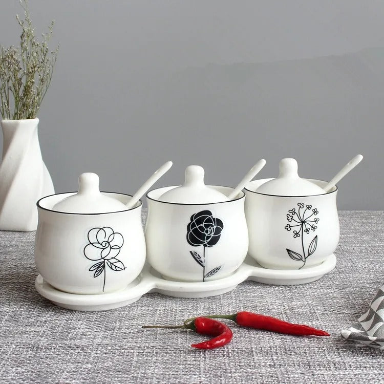 ceramic seasoning jars with tray - MRSLM