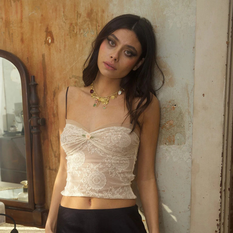 Y2K spaghetti strap crop top, view 7 - MRSLM