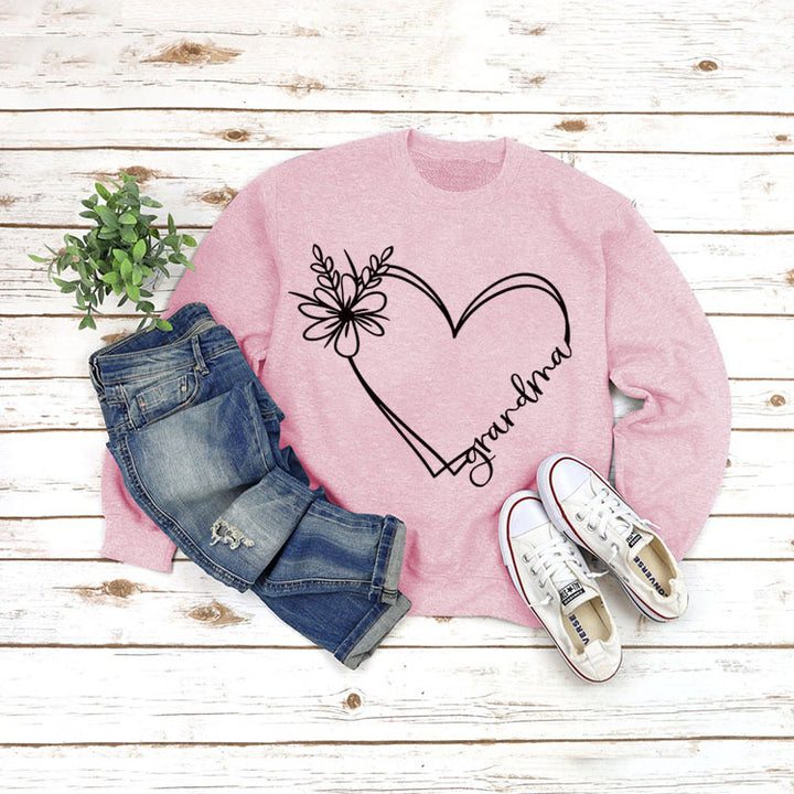 Long Sleeve Grandma Printed Loose Sweater