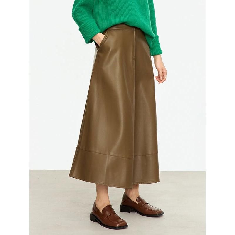 PU leather A-line midi skirt, view 4 - MRSLM