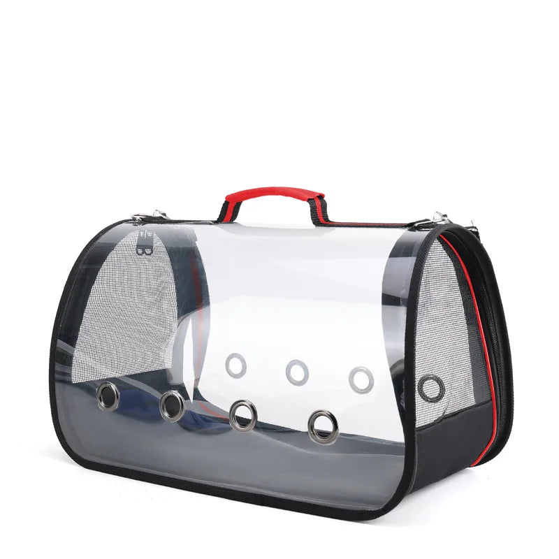 portable clear pet travel cage, view 2 - MRSLM