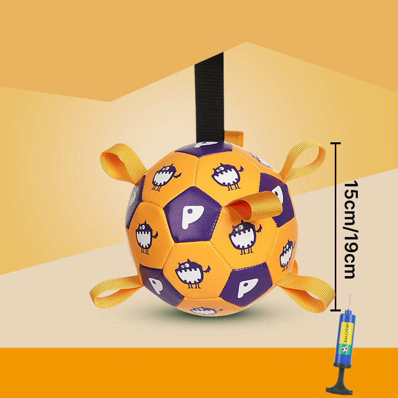 dog football toy with grab tabs, view 4 - MRSLM