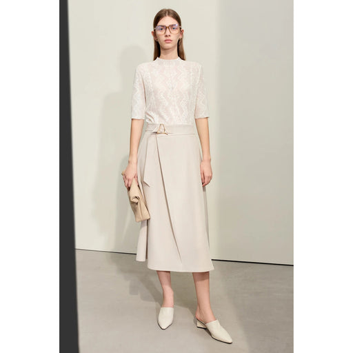 Women's A-line skirt with buckle belt, view 2 - MRSLM