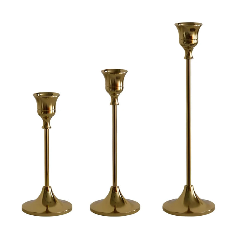 brass gold candlestick holder set, view 2 - MRSLM